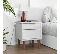 DYRJDJWIDHW Modern Scandinavian White Pine Wood Nightstand Molde 40x35x48 cm with 2 Drawers, UV Varnish Finish, Solid Pine Wood for Bedroom Decor, Sturdy Structure and Spacious Storage