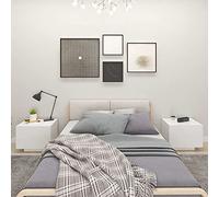 DYRJDJWIDHW Modern White Engineered Wood Nightstand 100x35x40 cm with Storage Shelf, Sturdy Bedside Table for Bedroom, Compact Side Table with Spacious Display Top for Books, Lamp, Decor