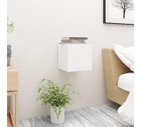 DYRJDJWIDHW Modern White Engineered Wood Nightstand 30.5x30x30 cm with Wall Mount, Spacious Storage Compartment for Bedroom & Living Room, Left or Right Door Option, Easy to Clean