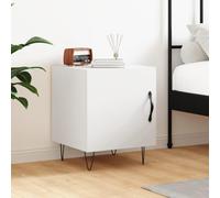 DYRJDJWIDHW Modern White Engineered Wood Nightstand 40x40x50 cm with Storage Shelf & Metal Legs, Bedside Table for Bedroom, Compact Side Table with Smooth Surface & Wall Mounting Kit