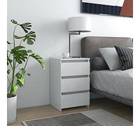 DYRJDJWIDHW Modern White Engineered Wood Nightstand with 3 Drawers 40x35x62.5 cm for Bedroom & Living Room, Sturdy & Easy to Clean, Space-Saving Storage Furniture