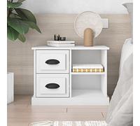 DYRJDJWIDHW Modern White Nightstand 60x35.5x45 cm with 2 Drawers - Elegant Bedside Table for Bedroom, Durable Plywood, Spacious Storage, Stable Surface for Decor & Essentials