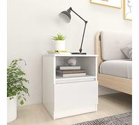 DYRJDJWIDHW Modern White Nightstand with Drawer and Shelf, Plywood Bedside Table 40x40x50 cm for Bedroom, Sturdy & Space-Saving Design, Easy to Clean, Requires Assembly