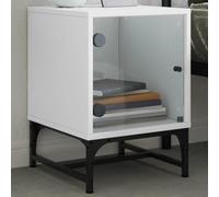 DYRJDJWIDHW Modern White Nightstand with Glass Door 35x37x50 cm, Elegant Bedside Table with Storage for Bedroom, Durable Engineered Wood, Stable Surface for Lamp & Books, Timeless Home Decor