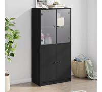 DYRJDJWIDHW Mueble Auxiliar Cocina Mueble despensa Cocina Muebles Comedor Mueble tocadiscosAparador Alto con Puertas Madera ingeniería Negro 68x37x142 cm