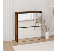 DYRJDJWIDHW Mueble recibidor Estrecho,estanteria Zapatos,Mueble Zapatero con Espejo 2 Niveles Roble Ahumado 63x17x67 cmPara pasillos, Puertas y Corredores