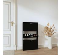 DYRJDJWIDHW Mueble recibidor Zapatero,Zapatero Espejo,Mueble Zapatero Madera contrachapada Negro 59x17x108 cmPara pasillos, Puertas y Corredores