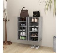 DYRJDJWIDHW Mueble recibidor Zapatero,Zapatero Espejo,Muebles zapateros 2uds contrachapado Gris hormigón 31,5x35x70cmPara pasillos, Puertas y Corredores
