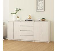 DYRJDJWIDHW Muebles de Cocina Mueble despensa Cocina aparador Estrecho Muebles de Cocina por modulosArmario Auxiliar 3 Unidades Madera Maciza de Pino Blanco