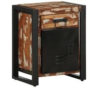 DYRJDJWIDHW Multicolor Nightstand 40x30x50 cm Recycled Solid Mango Wood Bedside Table with Storage Shelf, Sturdy Iron Legs for Bedroom & Living Room Decor