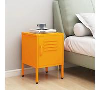 DYRJDJWIDHW Mustard Yellow Steel Nightstand 35x35x51 cm with Adjustable Shelf & Lock, Modern Bedside Table for Bedroom Decor, Durable Metal End Table with Leveling Feet, Easy to Clean & Assemble