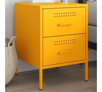 DYRJDJWIDHW Mustard Yellow Steel Nightstand with 2 Drawers 36x39x50.5cm Industrial Bedside Table for Bedroom Living Room Durable Storage Furniture Easy to Clean Modern Home Decor