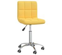 DYRJDJWIDHW Mustard Yellow Swivel Dining Chair with Gas Lift Mechanism, 360 Degree Rotating Office Chair with Wheels, Soft Fabric Upholstered Seat for Home Kitchen and Study Room
