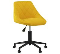 DYRJDJWIDHW Mustard Yellow Velvet Swivel Dining Chair with Gas Lift, 360 Degree Rotating Office with Wheels, Modern Adjustable Height Chair for Home Dining Room and Study