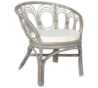 DYRJDJWIDHW Natural Rattan Dining Chair with Cream Linen Cushion, Comfortable Curved Backrest for Dining Room and Living Room, Indoor Use Only, MAX Load 110kg