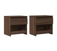 DYRJDJWIDHW Night Stand Set of 2, Brown Oak Plywood Bedside Table with Drawer and Storage Shelf, 40x30x39cm Modern Nightstand for Bedroom, Living Room, Home Decor, Easy to Clean and Assemble