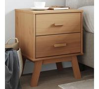 DYRJDJWIDHW Olden Nightstand Brown Pine Wood Solid Scandinavian Style Bedside Table with 2 Drawers for Bedroom Storage 45x39x57cm