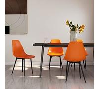 DYRJDJWIDHW Orange Dining Chairs Set of 4 Modern Minimalist Design PP Material with Metal Legs Ergonomic Backrest for Kitchen Dining Room Restaurant Home Decor