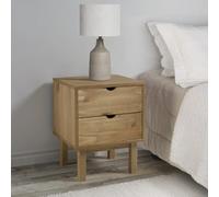 DYRJDJWIDHW OTTA Nightstand Pine Wood Solid Scandinavian Modern Bedside Table with 2 Drawers 45x39x57 cm for Bedroom Living Room Home Decor Storage Furniture