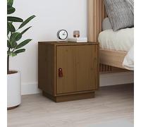 DYRJDJWIDHW Pine Wood Nightstand Brown Honey 40x34x45 cm Solid Wood Bedside Table with 2 Storage Compartments & Leather Handle for Bedroom Living Room Home Decor