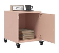 DYRJDJWIDHW Pink Steel Nightstand Set of 2 with Wheels, 36x39x43.5 cm Modern Bedside Table with Storage Shelf, Cold Rolled Metal End Table for Living Room, Bedroom, Easy to Move and Clean