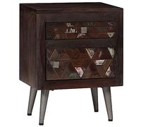DYRJDJWIDHW Recycled Solid Wood Nightstand 40x30x50 cm with Steel Legs - Unique Vintage Industrial Bedside Table with Drawer Cabinet - Rustic Storage Furniture for Bedroom or Living Room