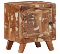 DYRJDJWIDHW Recycled Solid Wood Nightstand 40x32x46 cm with Storage Door - Unique Vintage Bedside Table for Bedroom Decor - Sturdy Teak Mango Pine Wood Night Stand with Open Shelf