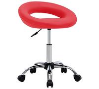 DYRJDJWIDHW Red Synthetic Leather Swivel Dining Chair with Gas Lift Mechanism, 360 Degree Rotation, 5 Wheels for Living Room, Office, Modern Ergonomic Design, Maximum Load 110kg