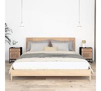 DYRJDJWIDHW Scandinavian Nightstand Set of 2, Black Iron and Wood Bedside Table with Drawer and Storage Shelf, 40x30x55.5 cm for Bedroom, Living Room, Home Decor