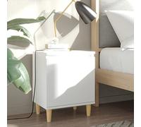 DYRJDJWIDHW Scandinavian Nightstand Set of 2 with Solid Wood Legs, White Modern Bedside Table 40x30x50 cm, Left/Right Opening Door, Spacious Storage Compartment for Bedroom