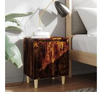 DYRJDJWIDHW Scandinavian Nightstand with Smoked Oak Wood Legs 40x30x50 cm, Sturdy Bedside Table with Storage Compartment, Left or Right Opening, Easy to Clean, Modern Bedroom Furniture for Home Decor