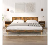 DYRJDJWIDHW Scandinavian Nightstands Set of 2, Smoked Oak Finish 40x35x47 cm with Storage Drawer, Solid Eucalyptus Wood Legs, Modern Bedside Tables for Bedroom Decor