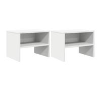DYRJDJWIDHW Set of 2 Night Stands White Plywood 40x30x30 cm with Open Compartment, Classic Bedside Tables for Bedroom & Living Room, Sturdy Multipurpose Storage End Table Easy to Assemble and Clean