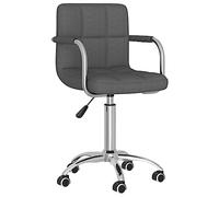 DYRJDJWIDHW Silla de Comedor giratoria con elevacion de Gas, Asiento Giratorio 360 Grados, tapizado Tela Gris Oscuro, Acero Cromado Resistente para Cocina y Salon