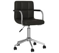 DYRJDJWIDHW Silla de Comedor giratoria Cuero sintético Negro, Silla de Oficina giratoria con elevación de Gas, 360 Grados rotación, Ajustable Altura 74.5-86 cm, diseño Moderno para Comedor y Cocina