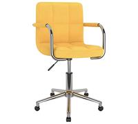 DYRJDJWIDHW Silla de Comedor giratoria Moderna con Asiento Giratorio 360 Grados y elevacion de Gas, Tela Amarilla Mostaza Resistente, Acero Cromado Estable para Cocina y Salon