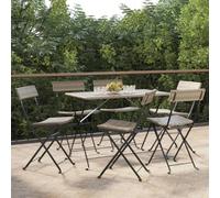 DYRJDJWIDHW Sillas cafetería Plegables 6 uds Acero y ratán sintético grissillas Camping Silla Exterior sillas Jardin Exterior Silla terrazaAdecuado para Patios de jardín