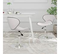 DYRJDJWIDHW Sillas de Comedor 2 Unidades Cuero Sintético Blanco Giratorias con Elevación de Gas, Ajustable en Altura para Hogar Oficina Bar Cafetería, Base Cromada Robusta