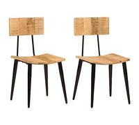 DYRJDJWIDHW Sillas de Comedor 2 Unidades Madera Maciza de Mango 44x40x80 cm, Sillas Rusticas para Cocina Comedor Sala, Estructura Estable de Hierro, Capacidad 110 kg, Facil Montaje
