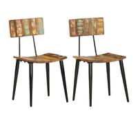 DYRJDJWIDHW Sillas de Comedor 2 Unidades Madera Maciza Reciclada Vintage, de Comedor Rusticas con Estructura de Hierro Robusta, Juego de 2 Sillas Antiguas para Interior Exterior, Capacidad 110 kg