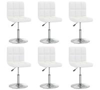 DYRJDJWIDHW Sillas de Comedor 6 Unidades Cuero Sintético Blanco - Sillas Giratorias de Oficina y Comedor con Mecanismo de Elevación de Gas, Base Cromada, Ajustable en Altura, Modernas y Cómodas