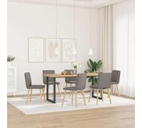 DYRJDJWIDHW Sillas de Comedor 6 Unidades Tela Gris Taupe - Juego de Sillas de Modernas con Estructura Metal y Madera, Asientos Acolchados Cómodos para Comedor, Sala de Estar, Habitación de Invitados