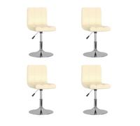 DYRJDJWIDHW Sillas de Comedor giratorias 4 Unidades Tela Crema con elevacion de Gas, 360 Grados de rotacion, Estructura de Acero Cromado, diseño Moderno para Sala Comedor y Oficina en casa