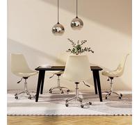 DYRJDJWIDHW Sillas de Comedor Giratorias 4 Unidades Tela Crema, de Oficina con Respaldo Alto, Sillas Giratorias con Ruedas y Ajuste de Altura para Comedor, Cocina, Sala de Estar, Home Office
