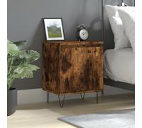 DYRJDJWIDHW Smoked Oak Engineered Wood Nightstand 40x30x50 cm with Storage Shelf, Modern Bedside Table for Bedroom, Sturdy & Moisture-Resistant, Easy Assembly, Left/Right Door Installation Option
