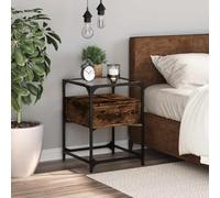 DYRJDJWIDHW Smoked Oak Engineered Wood Nightstand 40x40x55 cm with Shelf, Elegant Modern Bedside Table for Bedroom & Living Room, Durable Moisture-Resistant Surface, Easy to Clean & Assemble