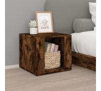 DYRJDJWIDHW Smoked Oak Nightstand 41x40x36 cm, Plywood Bedside Table with Storage Shelf, Modern End Table for Bedroom Living Room, Sturdy and Water-Resistant Surface, Easy Assembly