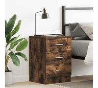 DYRJDJWIDHW Smoked Oak Nightstand with 3 Drawers - 38x35x56 cm Plywood Bedside Table for Bedroom Living Room Classic Wooden End Table with Smooth Sliding Storage & Easy Cleaning