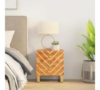 DYRJDJWIDHW Solid Mango Wood Nightstand with 2 Drawers, Brown and Black Bedside Table for Bedroom, Sturdy Iron Legs, Elegant Modern Design, Compact Size 40x33.5x46cm