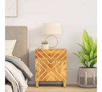 DYRJDJWIDHW Solid Mango Wood Nightstand with Drawer and Door, Brown and Black Bedside Table 50x33x60 cm, Elegant Storage Furniture for Bedroom Living Room